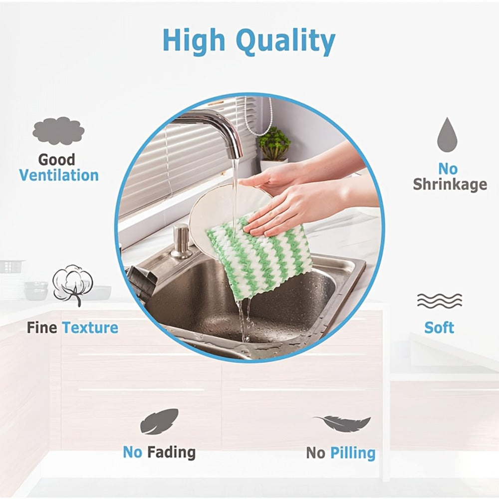 Eighteen-Pack Microfiber Cleaning Cloths with Knit Texture and Assorted Colors for Kitchen and Home Use