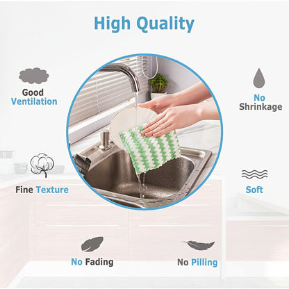 Eighteen-Pack Microfiber Cleaning Cloths with Knit Texture and Assorted Colors for Kitchen and Home Use