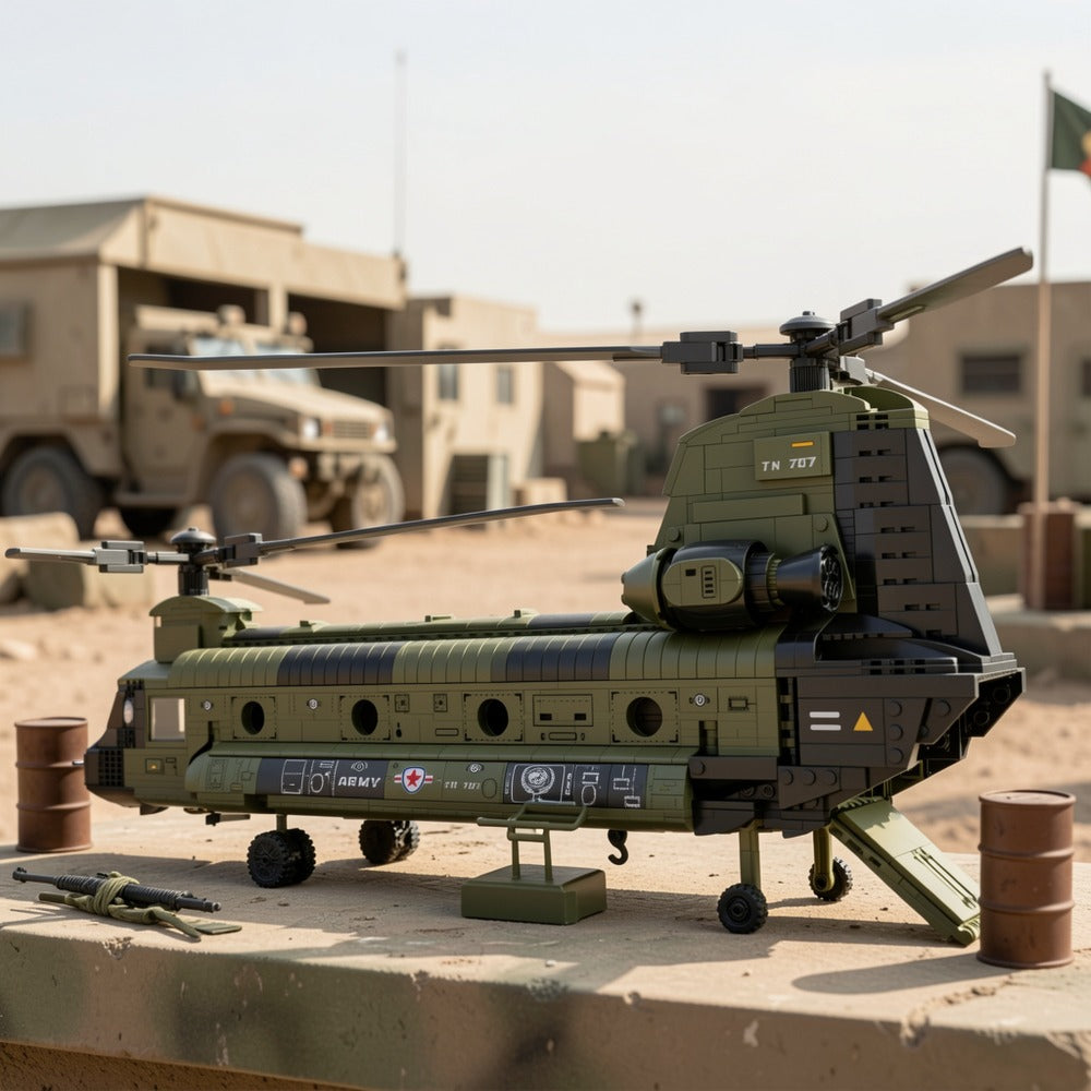 CH-47 Chinook Transport Helicopter Building Block Model with 1,622 Pieces for Adult Aviation Display