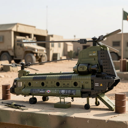 CH-47 Chinook Transport Helicopter Building Block Model with 1,622 Pieces for Adult Aviation Display