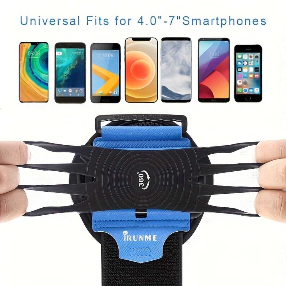 Rotating Phone Armband and Wrist Holder for 4.5- to 7-Inch Smartphones with Adjustable Elastic Strap