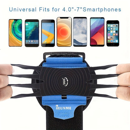 Rotating Phone Armband and Wrist Holder for 4.5- to 7-Inch Smartphones with Adjustable Elastic Strap