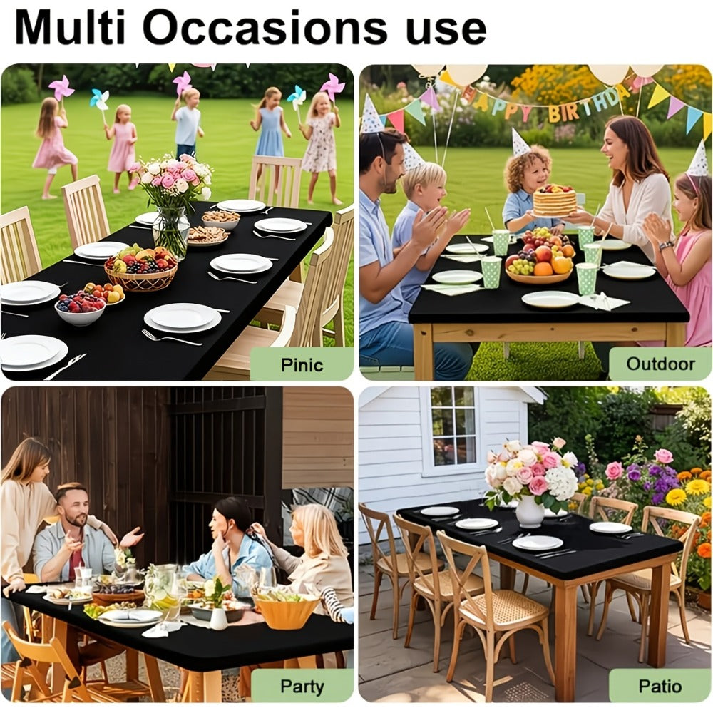 Tablecloth Elastic Cover Set for 6-Foot Rectangle Tables in 3, 6, 9 or 12 Pieces and Three Colors
