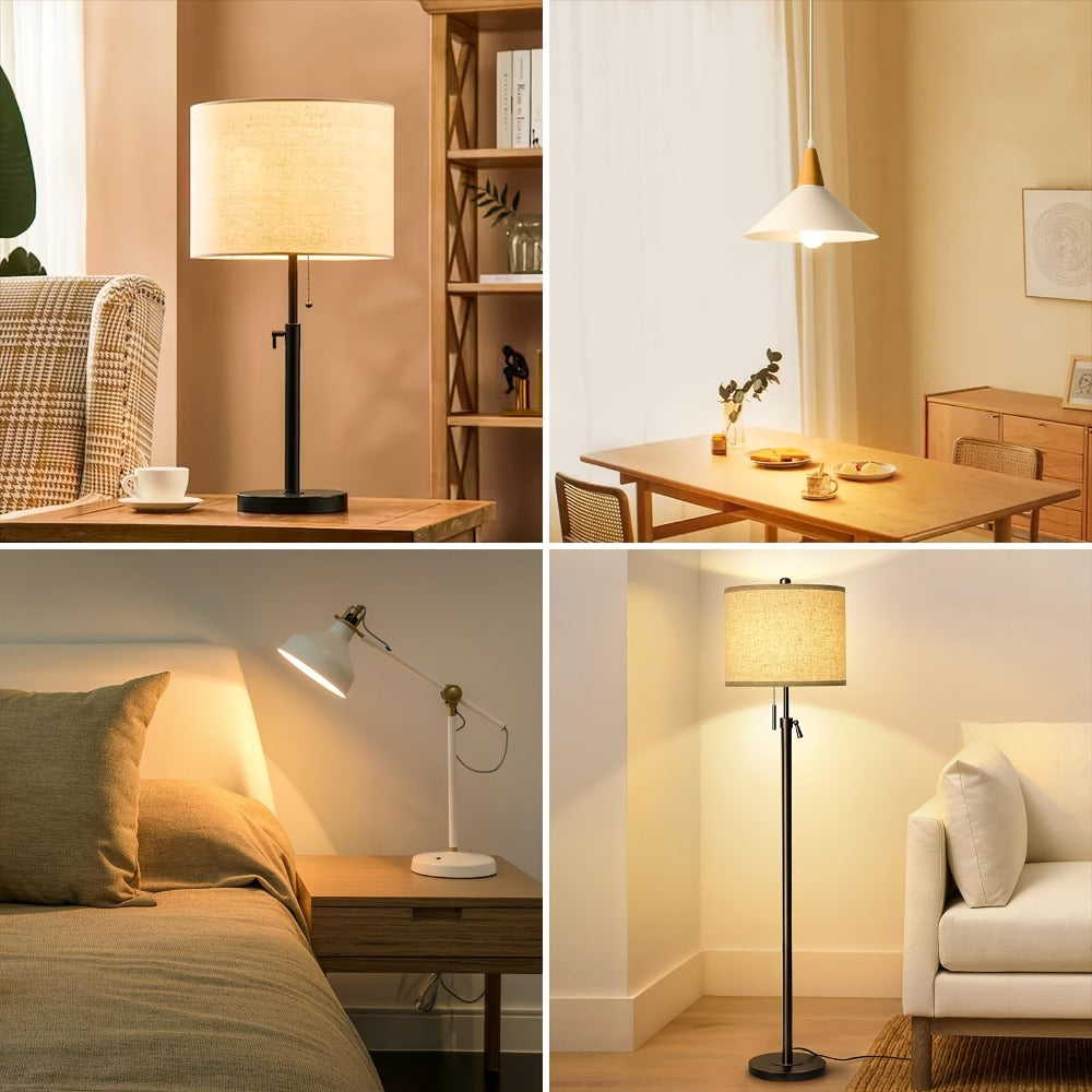 Dusk-to-Dawn E26 LED Light Bulbs, 9W 2700K Warm White Four-Pack with 800-Lumen Marking and Sensor Format