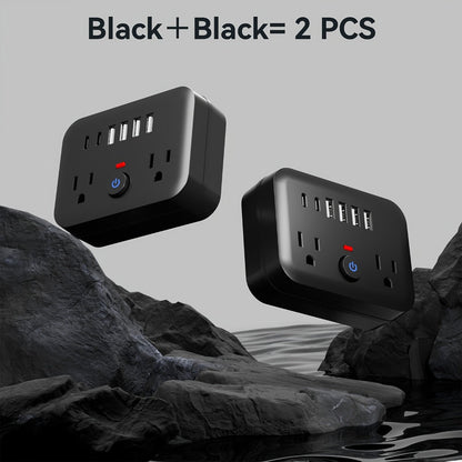 Surge Protector Power Strip 8-in-1 Mini Wall Adapter with 2 AC Outlets, 4 USB-A, 2 USB-C and One or Two-Pack Options