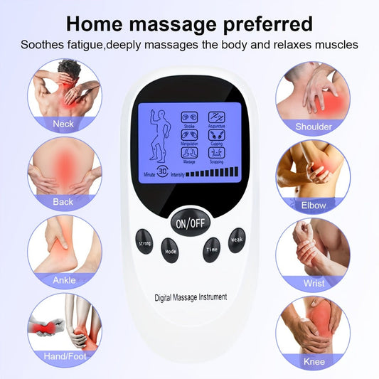 TENS EMS Dual Channel Muscle Stimulator Massager – 8 Electrodes for Back, Shoulder & Knee Pain Relief, Muscle Recovery, Portable Electric Pulse Therapy Device