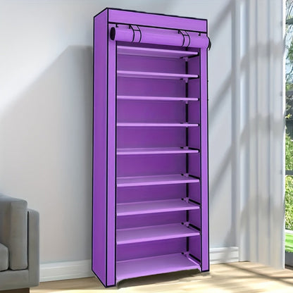 10-Layer Shoe Rack with Dust Cover – Non-Woven Portable Shoe Cabinet Organizer for Entryway, Bedroom & Dormitory Storage