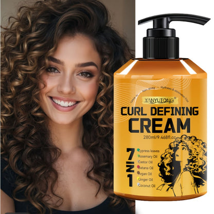 Curl Defining Cream 7-in-1 with Argan Oil & Rosemary Oil 280ml — Frizz Control, Natural Fluffiness & Long-Lasting Hold for Wavy, Curly &