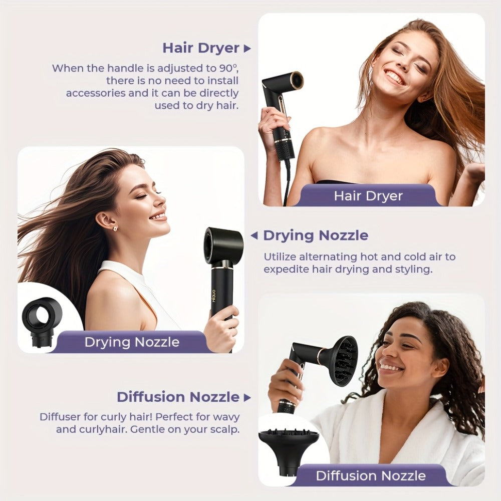 OUDIM 6-in-1 Hot Air Brush Hair Styling Tool with 110,000 RPM Motor, Foldable Handle and Storage Bag