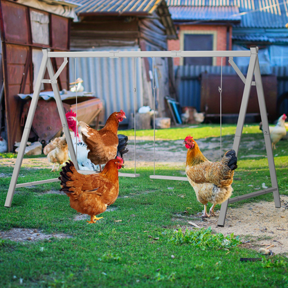 Chicken Swing Coop Toy Metal Perch for Backyard Hens Roosters Parrots Rabbits Promotes Exercise Balance Coordination Weather-Resistant Easy to Install Coop Accessory