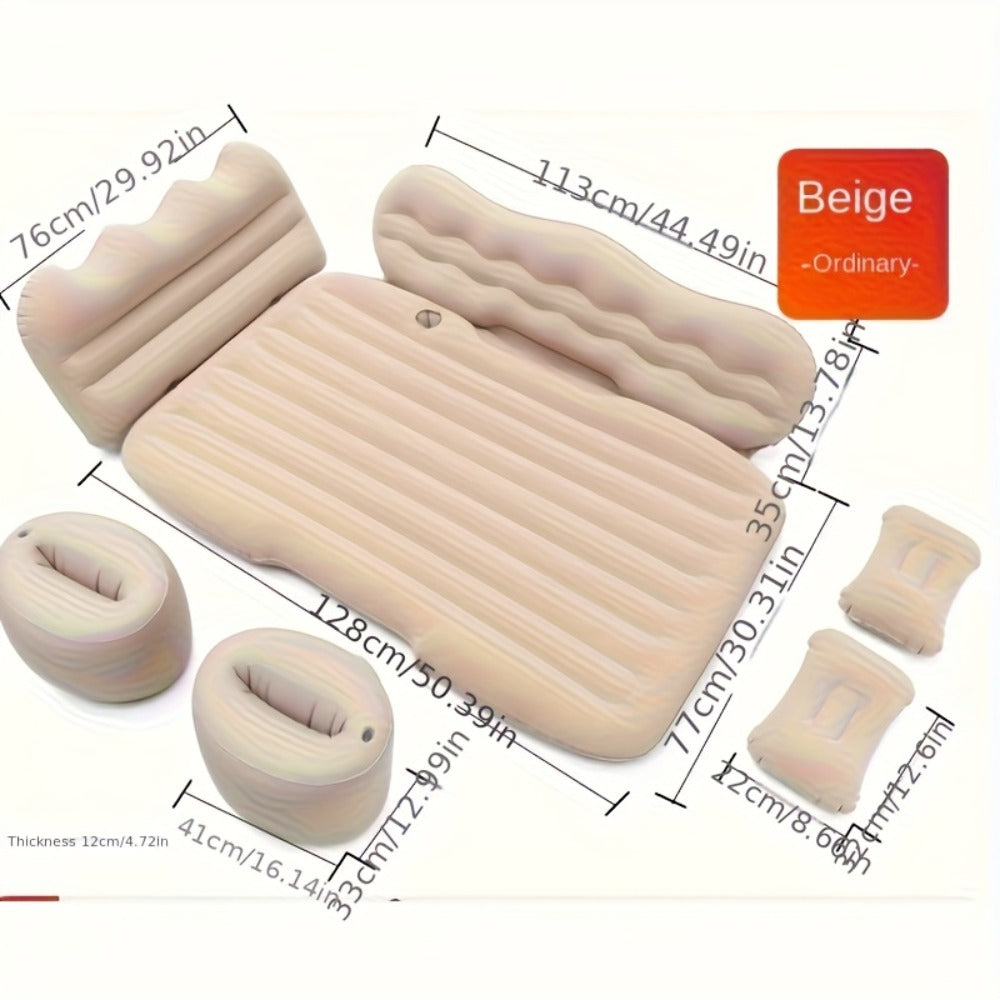 Inflatable Car Bed Plush Folding Design with Storage Bag & Tool Kit Soft Skin-Friendly Comfortable Outdoor Car Air Mattress for Camping Travel Road Trip, Multiple Colors