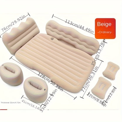 Inflatable Car Bed Plush Folding Design with Storage Bag & Tool Kit Soft Skin-Friendly Comfortable Outdoor Car Air Mattress for Camping Travel Road Trip, Multiple Colors