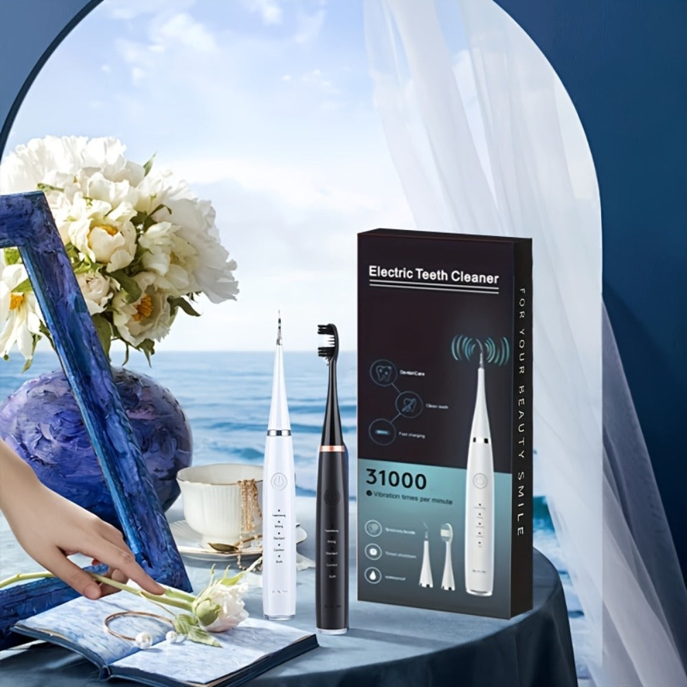 Electric Toothbrush Kit with Five Brush Heads, Two Accessory Cleaning Heads, USB Charging and Travel Case