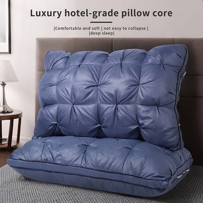 Bed Pillow Set of 2 with Quilted Woven Covers, Zippered Loft Access and Five Color Options