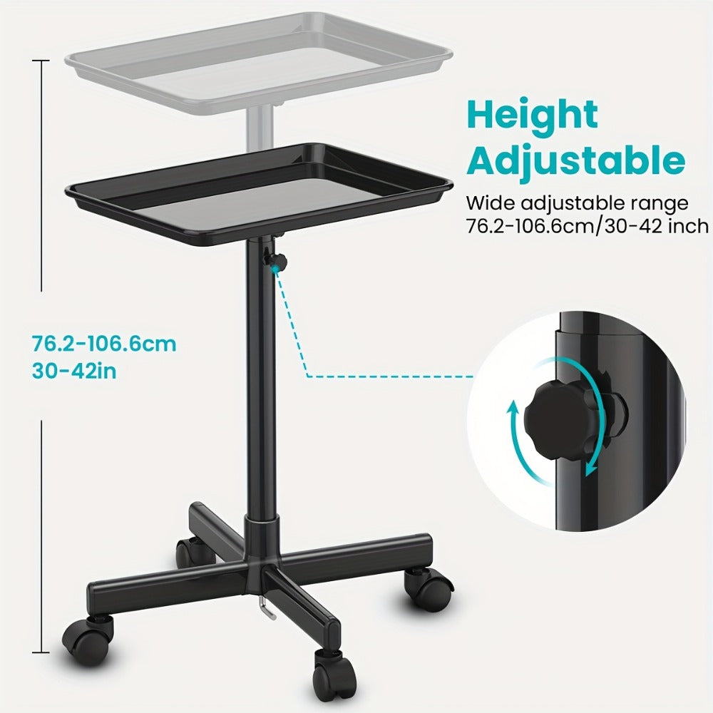 Adjustable-Height Salon Tray Cart with Removable 18 x 13-Inch Tray and Gold or Black Finish