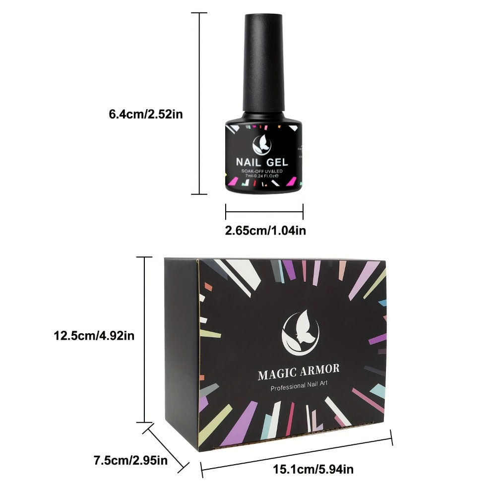 Gel Nail Polish Set with MAGIC ARMOR Label, 32 Floral Rhapsody Pastel Nude Pink Blue Colors