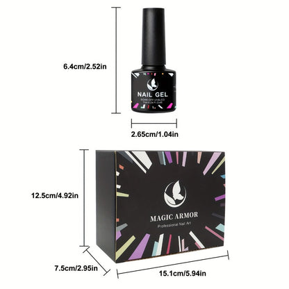 Gel Nail Polish Set with MAGIC ARMOR Label, 32 Floral Rhapsody Pastel Nude Pink Blue Colors