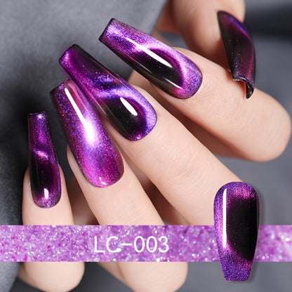 Gel Nail Polish – Cat Eye Magnetic 8pcs Aurora Glitter Black Crystal Semi-Permanent — 3D Light-Shifting Nail Art Gel No Base Color…