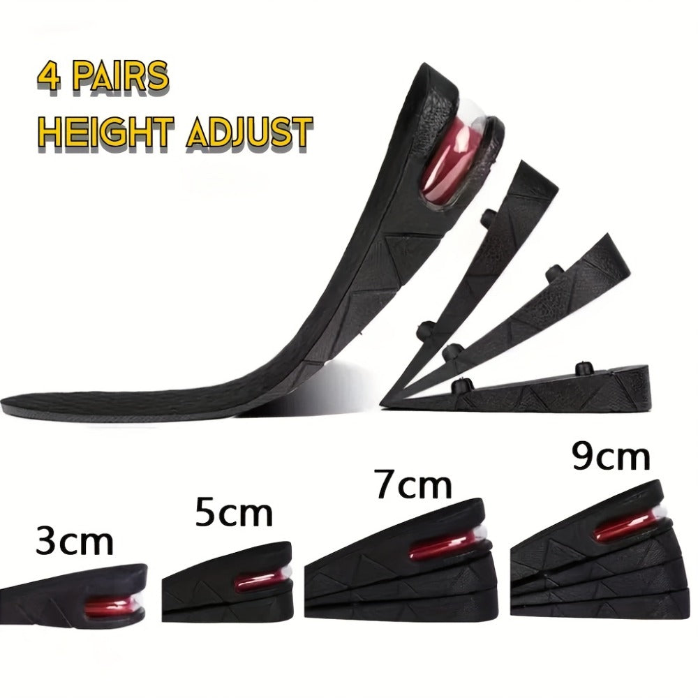 One-Pair Four-Layer Height-Increase Shoe Insoles with Adjustable 1.2- to 3.5-Inch Configuration
