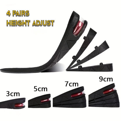 One-Pair Four-Layer Height-Increase Shoe Insoles with Adjustable 1.2- to 3.5-Inch Configuration