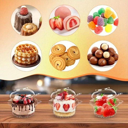 Individual Cupcake Container Set, 80 Clear Plastic Boxes with Dome Lids and Flip-Top Closures