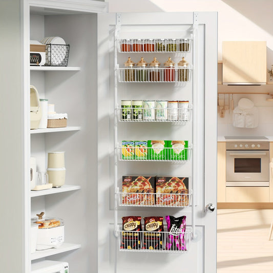 Over-the-Door Metal Organizer Rack 6 & 8 Tier – Pantry Storage, Spice Rack, Kitchen Cabinet Organizer, Holds Up to 80 Lbs
