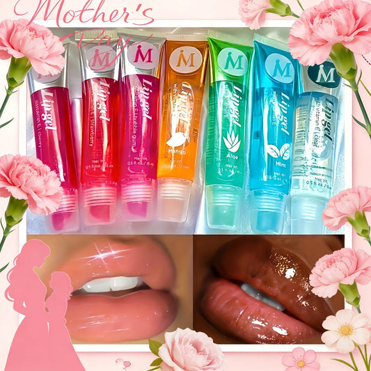 Lip Oil Set 12 Piece Moisturizing Clear Lip Gloss Plant Squalene Plumping Hydrating with VE Rosehip Argan Mint Aloe Coconut Flavors Transparent Glossy Lip Care Gift for Women