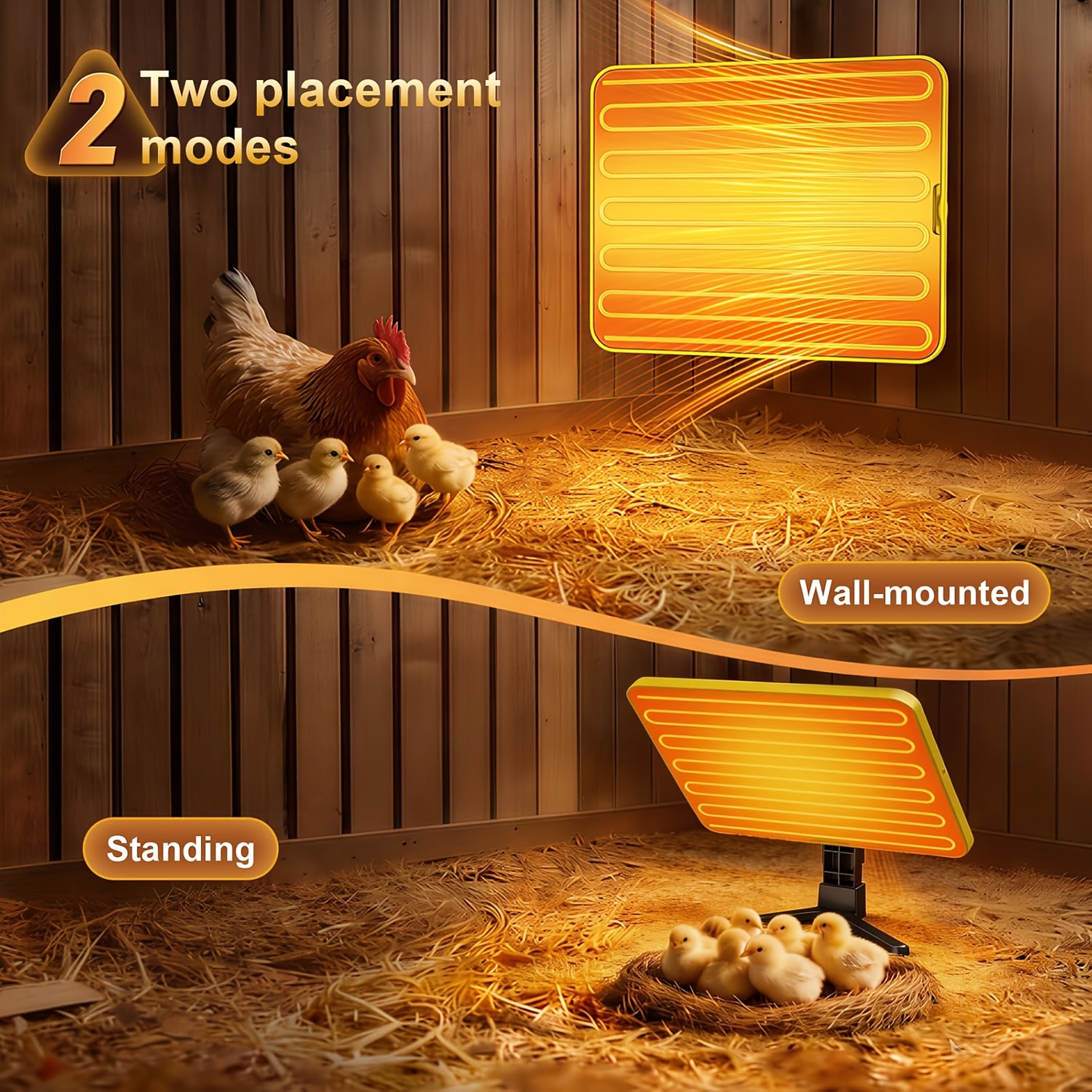 Chick Brooder Heating Plate with Adjustable Height & Angle, Digital Temp Control for Chicken Coop
