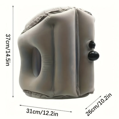 Inflatable Travel Neck Pillow Portable Air Cushion Soft Microfiber Cover Ergonomic Neck Support for Airplane Train Car Office Napping Compact Lightweight Travel Pillow Grey 15.17 Oz