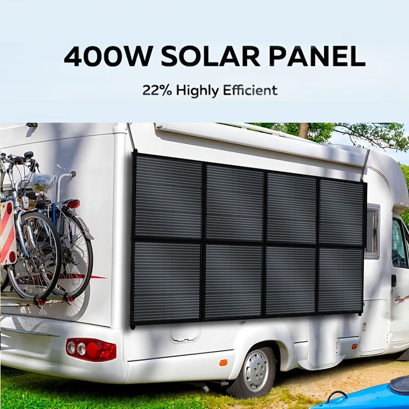 Monocrystalline High Power Solar Panel, 400W/200W/100W Portable Solar Panel, Foldable Solar Blanket, Solar Cell Efficiency Up To 23%, Suitable For Outdoor Adventure Boat Power Station, Garden, Courtyard, Roof, Camping RV Solar Generator
