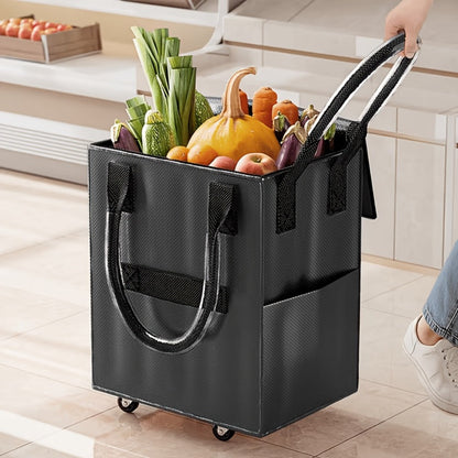 60 L Rolling Grocery Bag with Wheels in Black or Rose Gold for Shopping, Travel and Utility Use