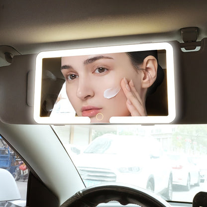 Car Visor Makeup Mirror LED Lighted USB Powered - Sun Visor Vanity Mirror with 3 Light Modes, Universal Fit for Cars Trucks SUVs, Road Trip Essential Car Accessory Gift for Women Female Drivers