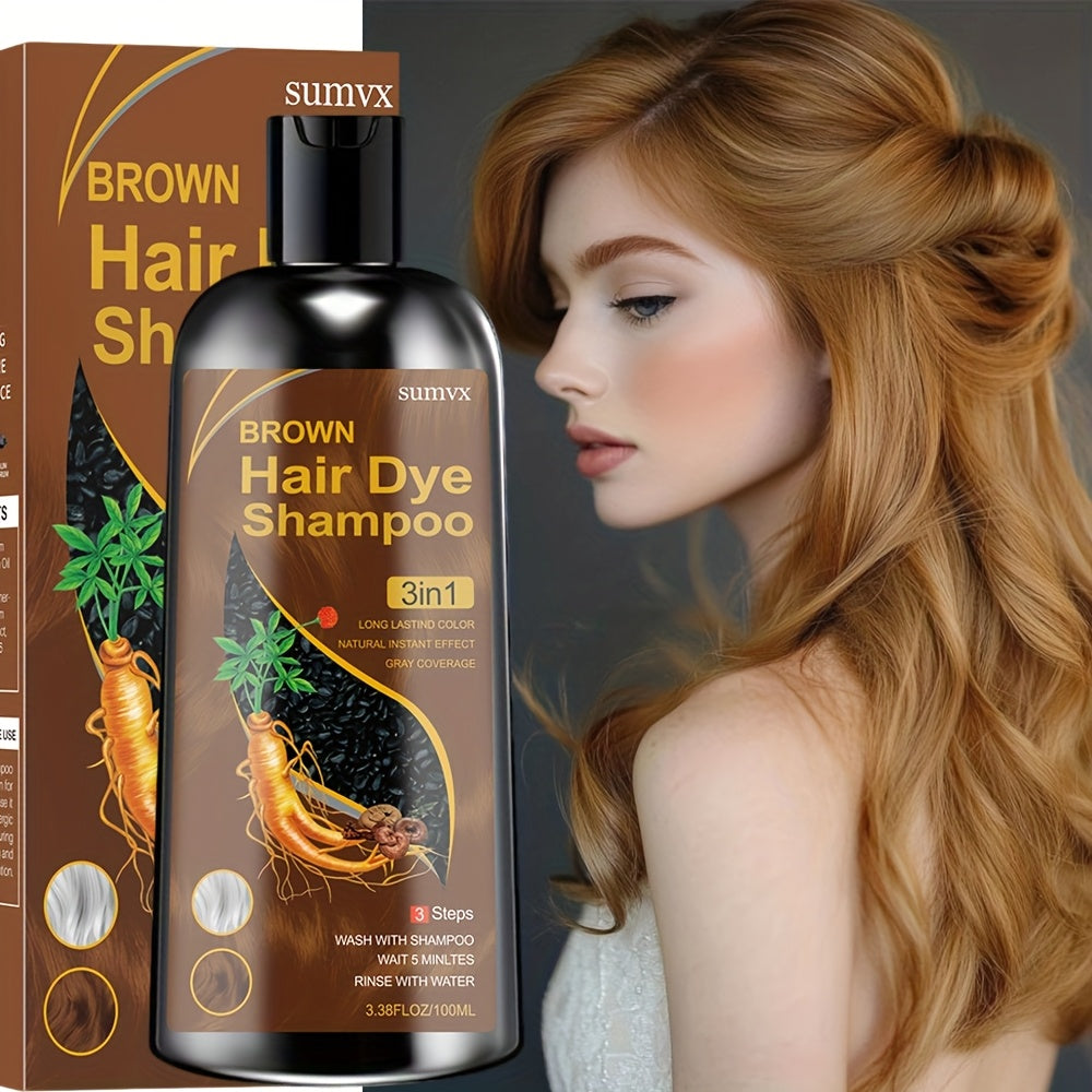 Hair Dye Shampoo, SUMVX 100ml 3-in-1 Bottle with Brown, Chestnut Brown and Black Shade Options