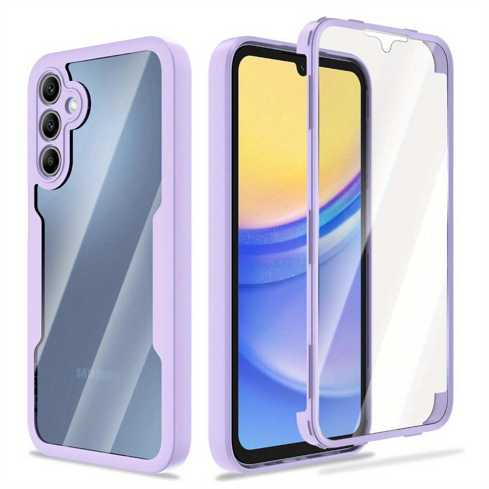 Rugged Samsung Galaxy A-Series Phone Case with Built-In Screen Cover in Four Colors and Six Model Options