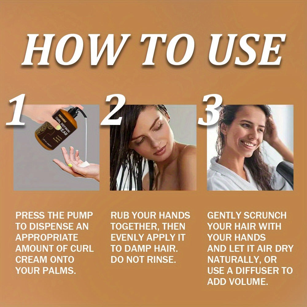 Pump-Bottle Curl Defining Cream with Leave-In Application for Wavy, Curly and Coily Hair Types