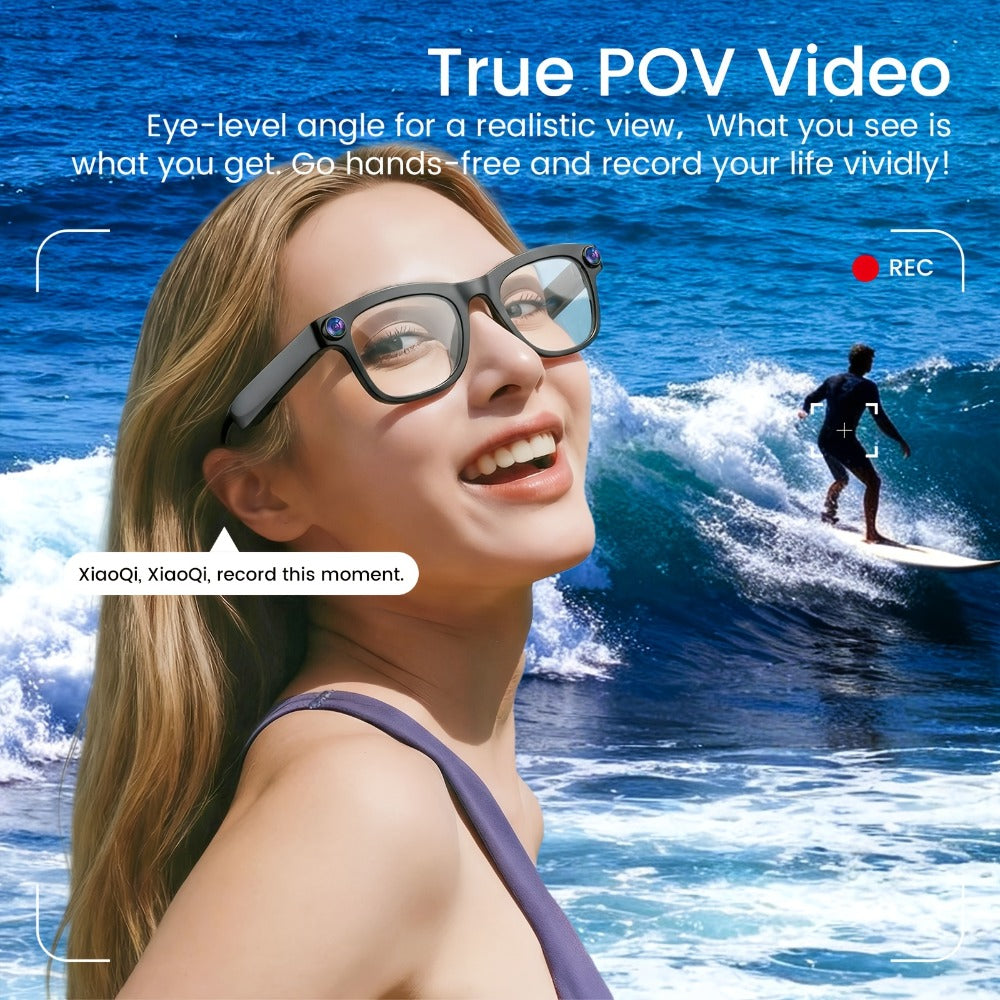 Smart Glasses 2MP Camera Eyewear with 100+ Language Translation, Bluetooth Calls and Black or Clear Lenses