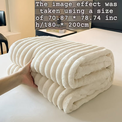Plush Faux Fur Blanket – Imitation Rabbit Fur 300-350gsm Knit Throw for Sofa, Bed & Travel, All Season, 3 Colors, 2 Sizes
