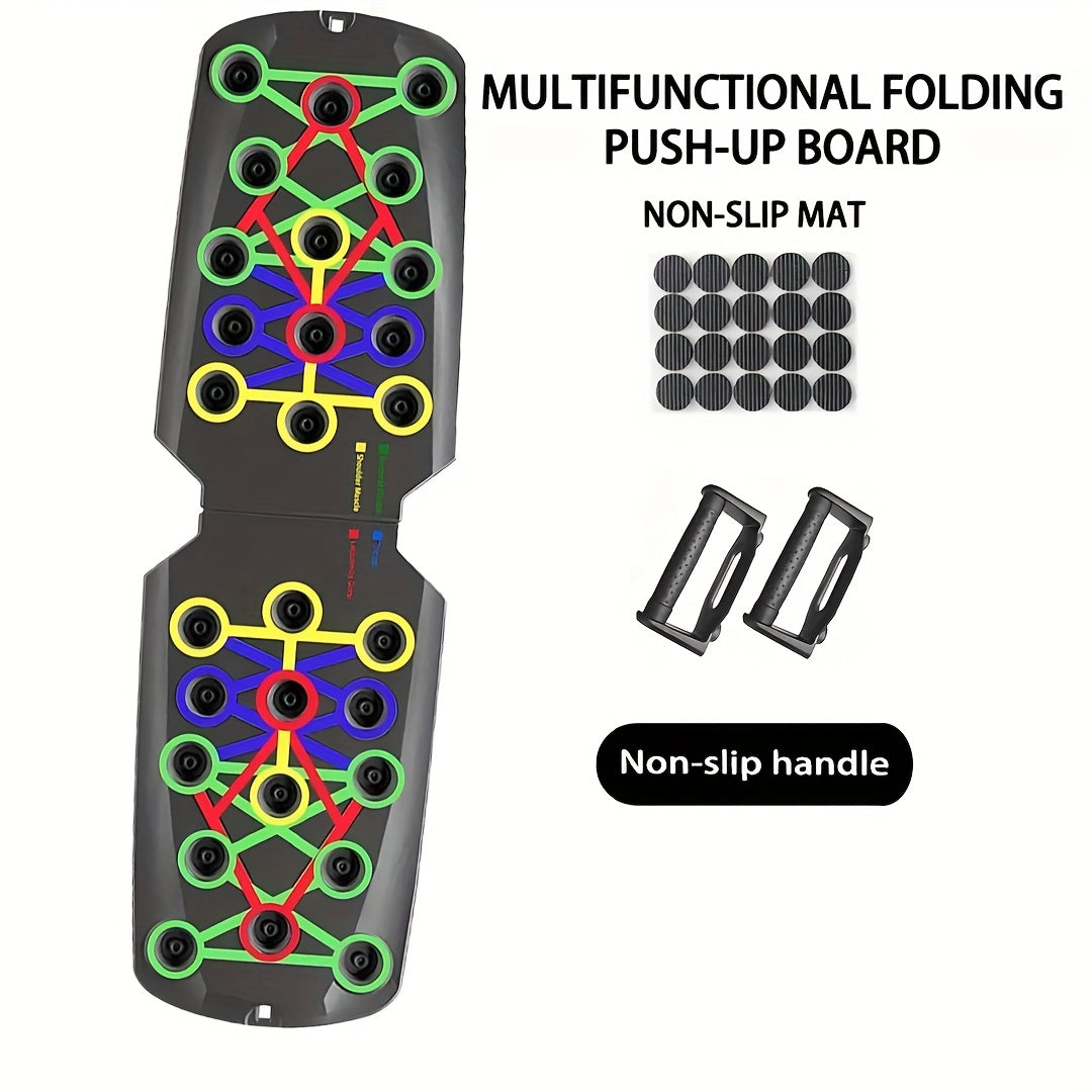 Color-Coded Push-Up Board with Resistance Bands and Pull Ropes for Multi-Position Home Training