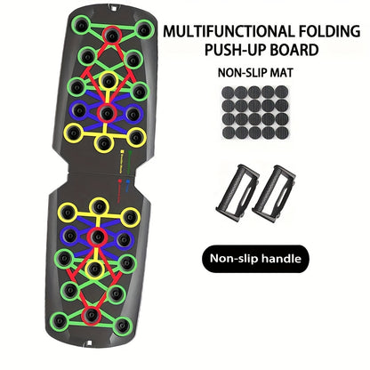 Color-Coded Push-Up Board with Resistance Bands and Pull Ropes for Multi-Position Home Training