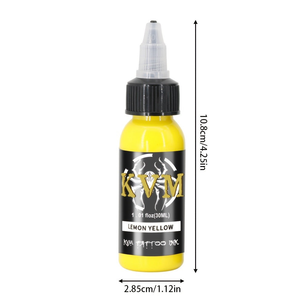 1oz Tattoo Ink Set 7 & 14 Colors Professional - 30ml Stable Vibrant Pigment Bottles, Fade-Resistant Permanent Ink for Rotary Coil & Pen Tattoo Machine, Complete Color Kit for Artists & Beginners