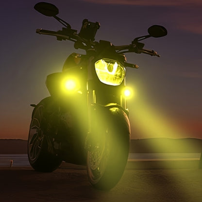 Motorcycle LED Lights 2 Pack with Switch - Dual Color White & Amber High Low Beam Auxiliary Driving Lights for Motorcycle Truck ATV UTV SUV Off Road
