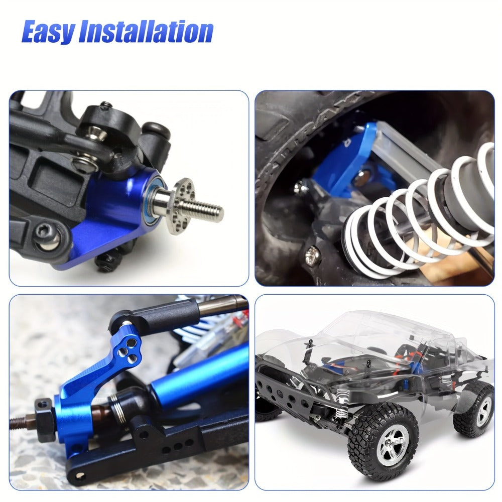 Aluminum Front Steering Caster Block Set for Traxxas Slash 2WD Stampede Rustler RC Car Upgrade Kit Replaces #3632 #3736 #3752 with Stub Axle Carriers Adjustable Tie Rod