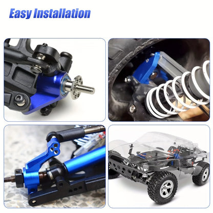 Aluminum Front Steering Caster Block Set for Traxxas Slash 2WD Stampede Rustler RC Car Upgrade Kit Replaces #3632 #3736 #3752 with Stub Axle Carriers Adjustable Tie Rod