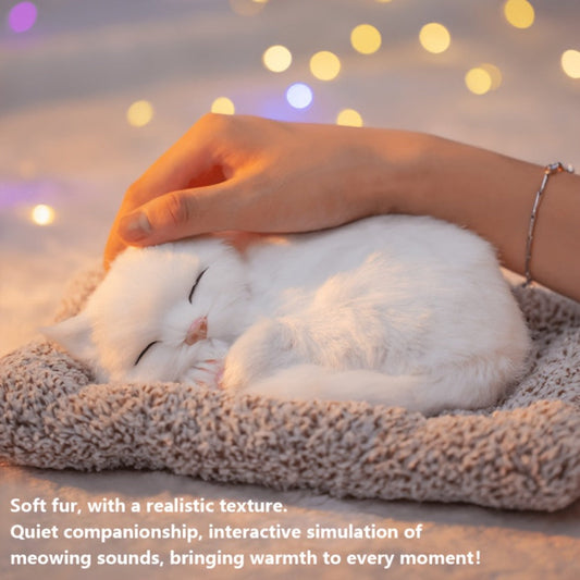 Plush Toy – Realistic Sleeping Cat with Meow Sound in Four Coat Patterns for Desk or Room Display