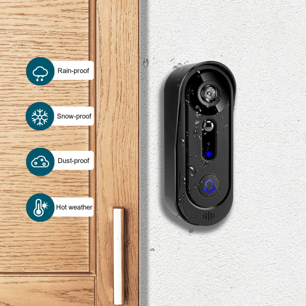 Video Doorbell 1080p Wireless Camera with 166-Degree View, Night Vision, Two-Way Audio and Indoor Chime