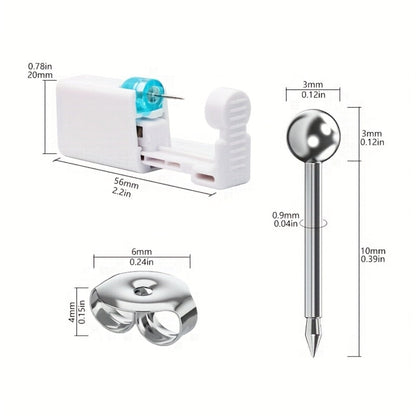 Ear Piercing Kit – 8 PCS Disposable Self Piercing Gun with 316 Stainless Steel Earrings, Safe & Easy Home Ear Piercing Tool for Family & Party Use