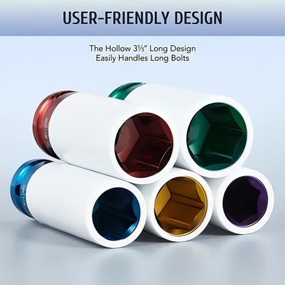 Lug Nut Socket Set 5-Piece 1/2" Drive Deep Impact Sockets – Wheel & Tire Removal and Installation Tool for Cars, Trucks & SUVs