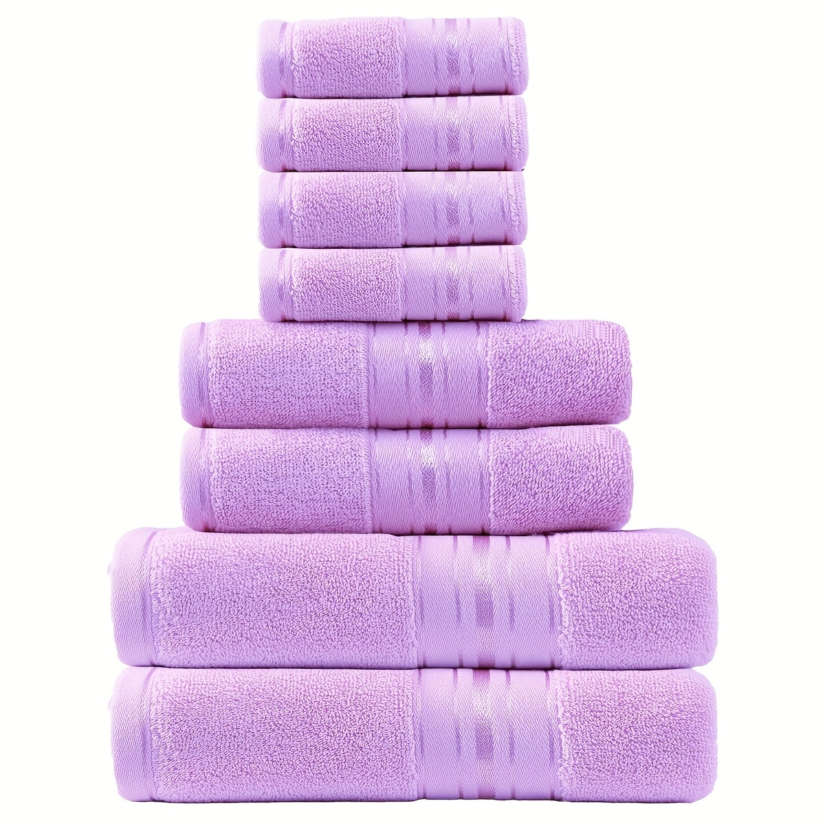 Towel Set 8 Piece 550GSM Pure Cotton Vintage Striped Bath, Hand Towels and Washcloths for Home and Guest Use