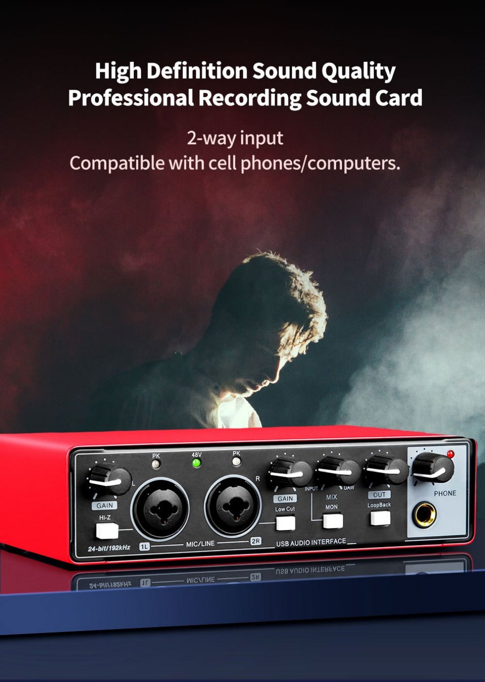 2-Channel USB Audio Interface, 24-Bit/192kHz with 48V Phantom Power detail image - detail view 17