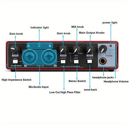 2-Channel USB Audio Interface, 24-Bit/192kHz with 48V Phantom Power detail image - detail view 28